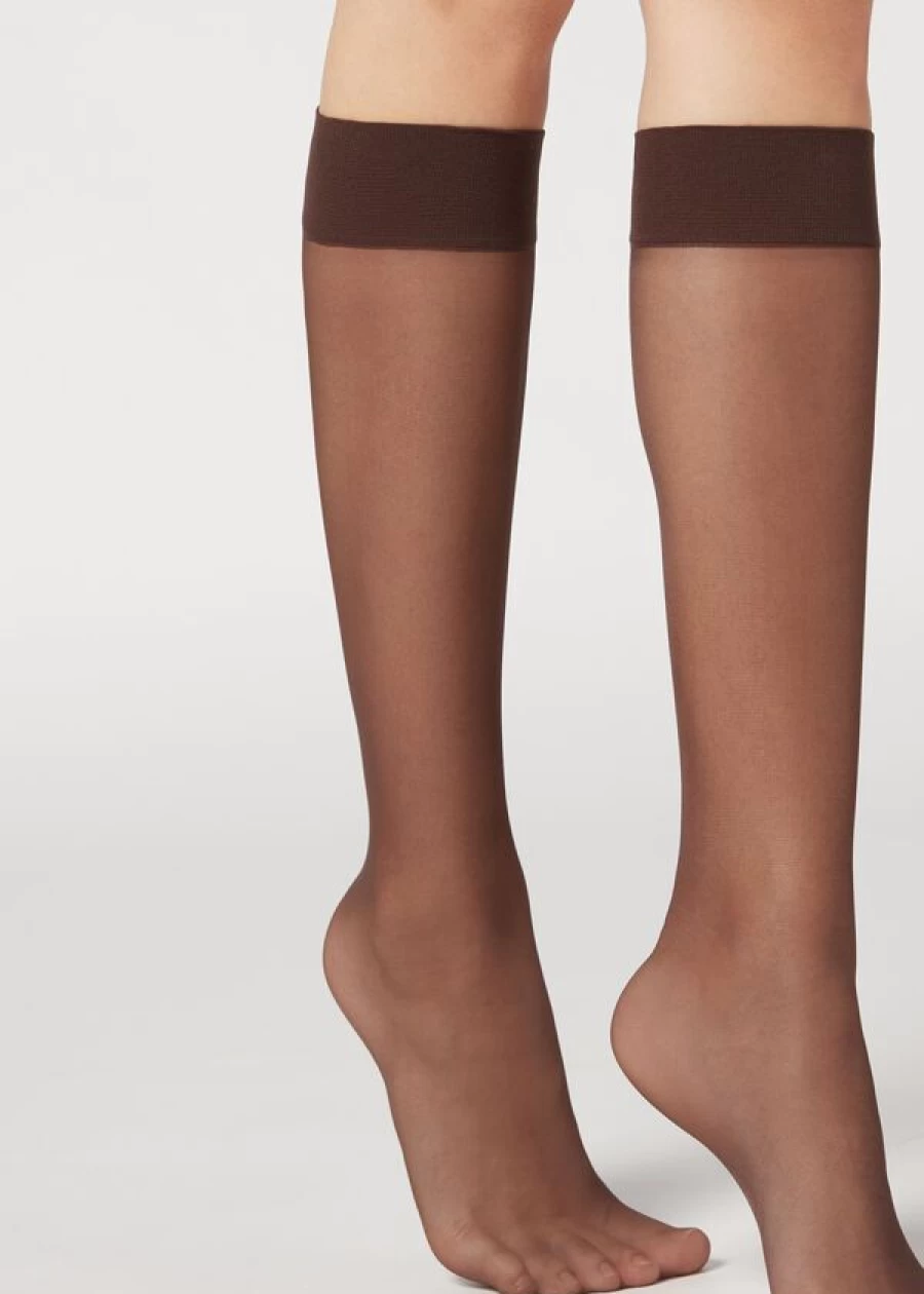 Calzedonia 20 Denier Knee-High Socks in 038 - Nude 11 - Mocha | Comfort Cuff Tights