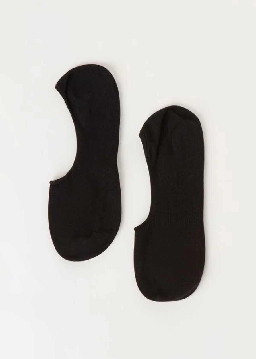 Calzedonia Unisex Black Cotton Linen No-Show Socks - 019 Invisible Ankle Socks