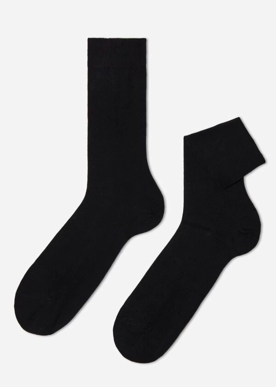 Calzedonia Men's Black Cashmere Crew Socks - Soft Luxury Winter Socks