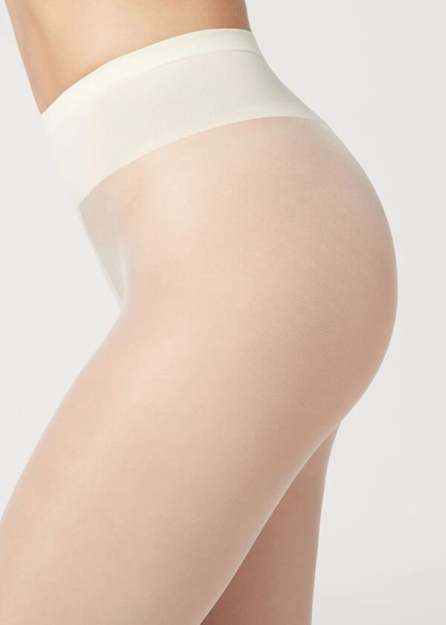 Calzedonia 20 Denier Sheer Tights in 062 Ivory - Lightweight Nylon Pantyhose for Women
