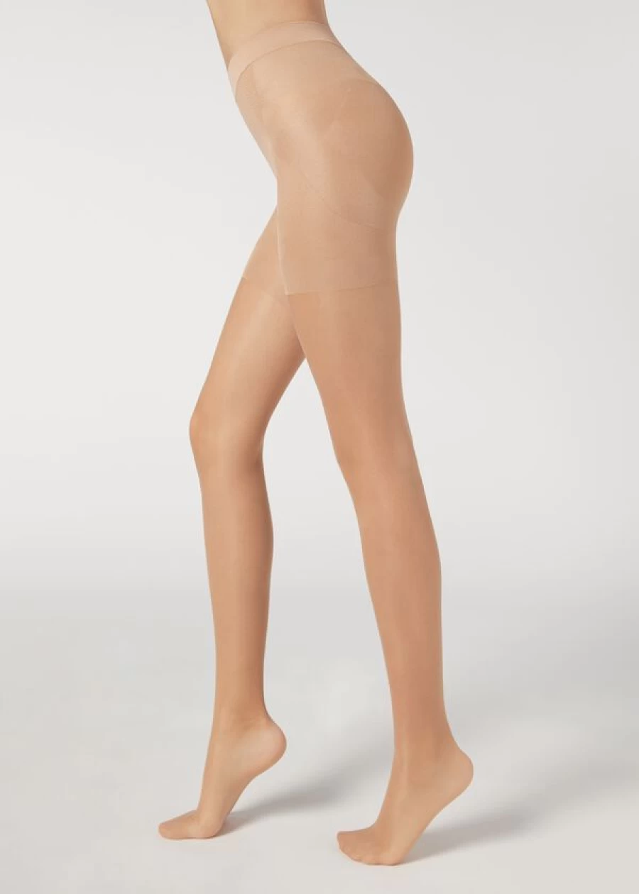 Calzedonia 15 Denier Sheer Tights in 005 Nude Sand Light Beige - Total Shaper Tights for Women