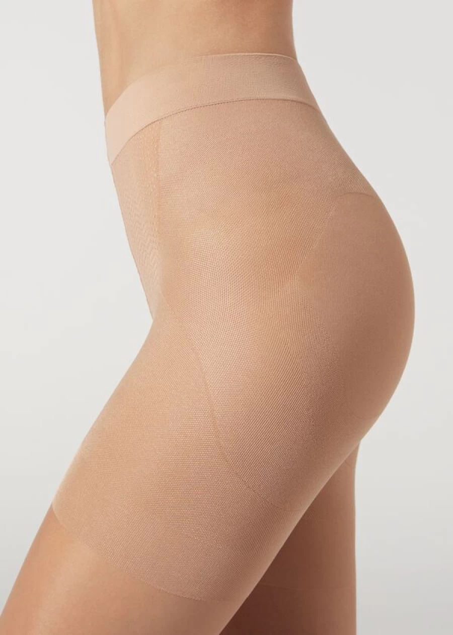 Calzedonia 15 Denier Sheer Tights in 005 Nude Sand Light Beige - Total Shaper Tights for Women
