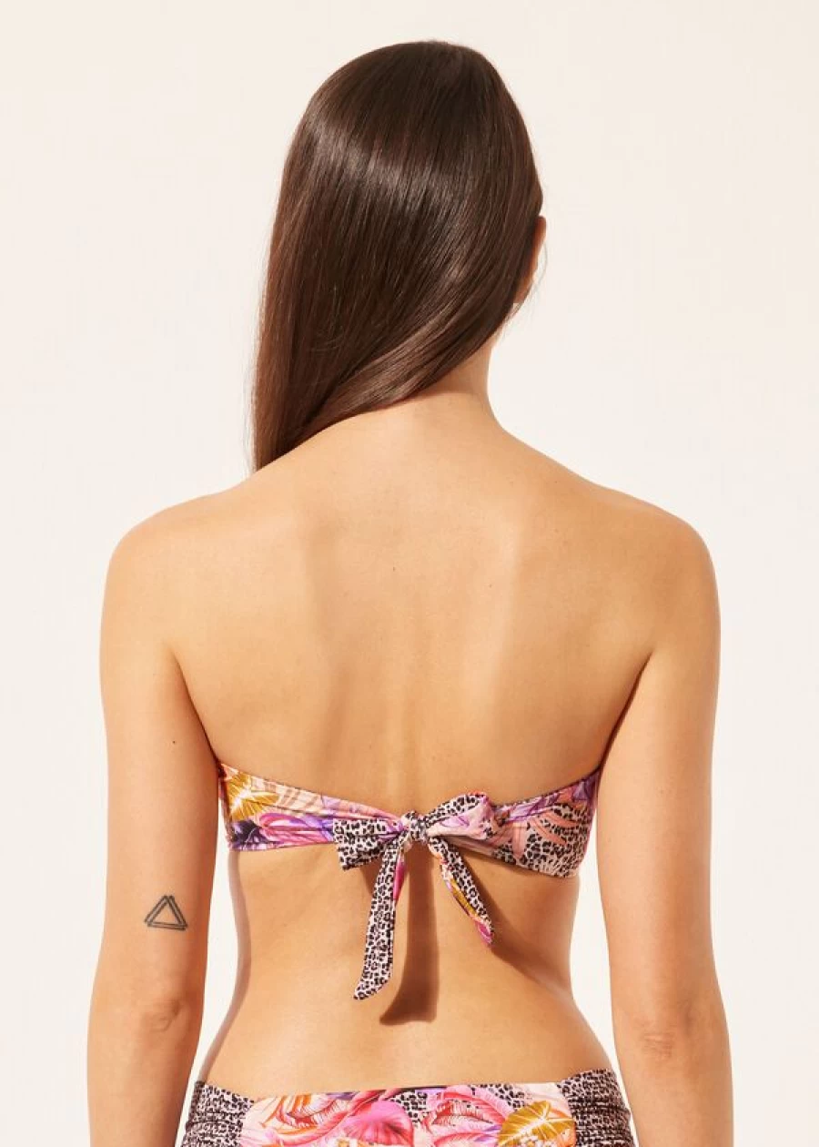 Calzedonia Graduated Padded Bandeau Bikini Top in Wild Foliage Print 819C