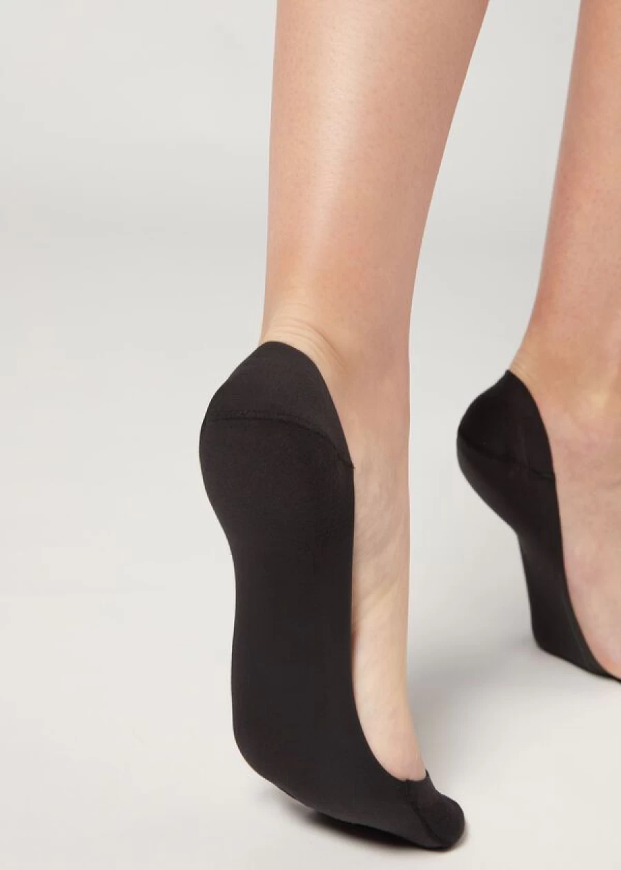Calzedonia Women's Invisible Socks with Side Cut - 019 Black No-Show Socks