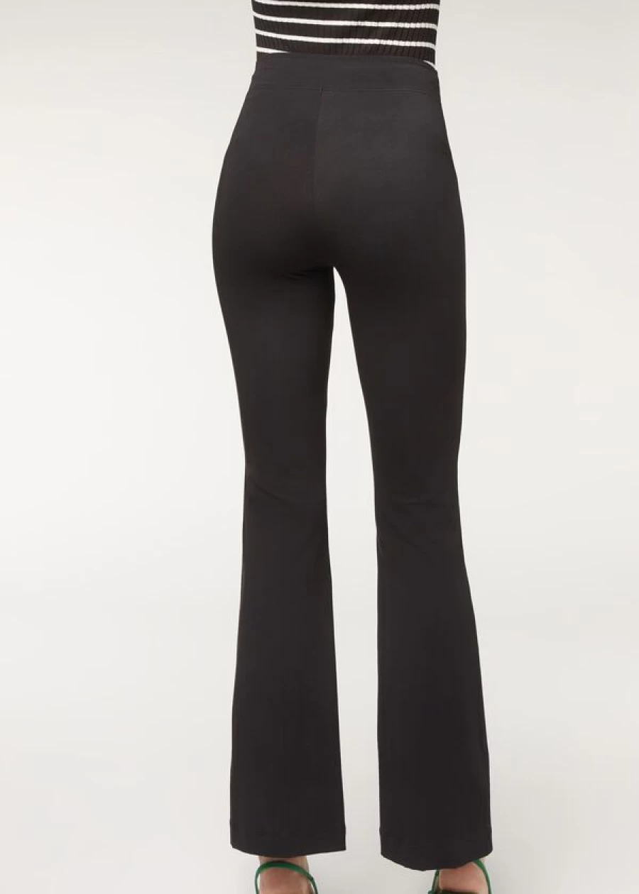 Calzedonia Supima Cotton Flared Leggings - Ultra Lightweight & Comfortable in 019 Black