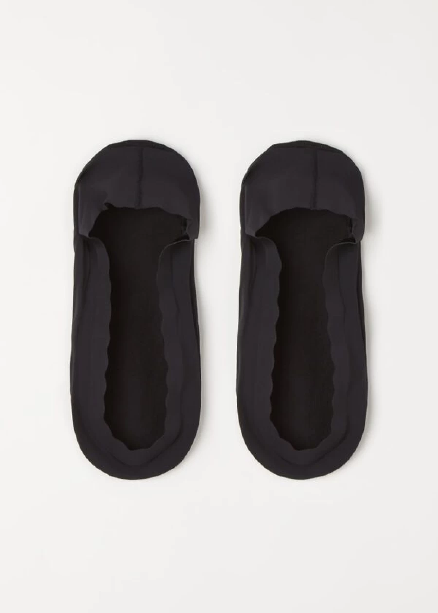 Calzedonia Laser-Cut Invisible Socks with Silicone Grip - 083D Mini Scalloped Nero No-Show Socks