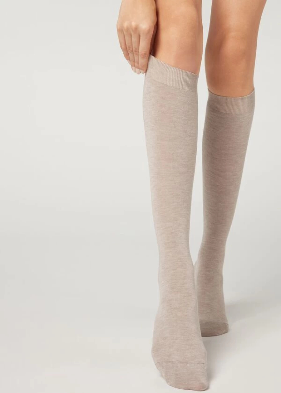 Calzedonia Cashmere Blend Long Socks in Natural Sand - Soft & Warm Luxury Socks