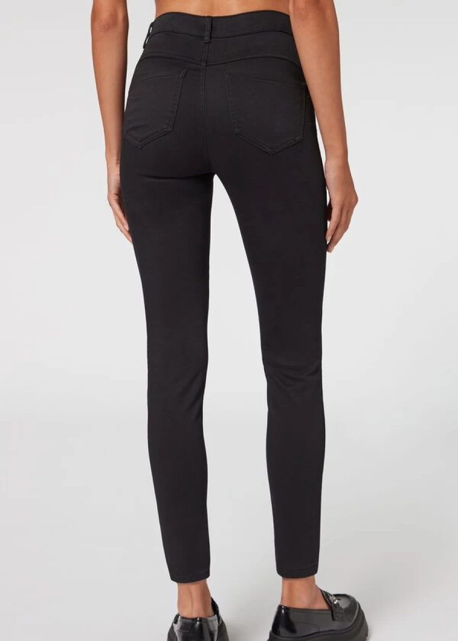 Calzedonia High-Waist Skinny Jeans - Soft Touch Push-Up Denim Pants in 3293 Black