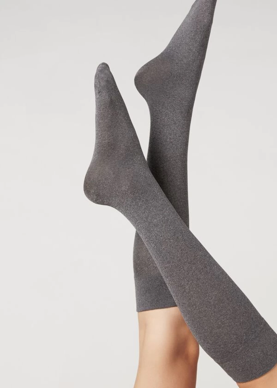Calzedonia 60 Denier Microfibre Knee-High Socks in 910 - Mid Grey Blend