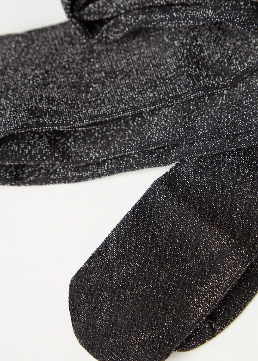 Calzedonia Girls' 70 Denier Opaque Tights in 4733 - Black Glitter for Sparkling Style