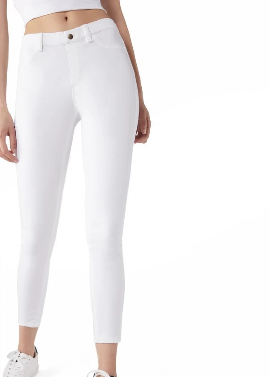 Calzedonia Women's White Denim Jeggings - Stretch Comfort Fit Skinny Jeans