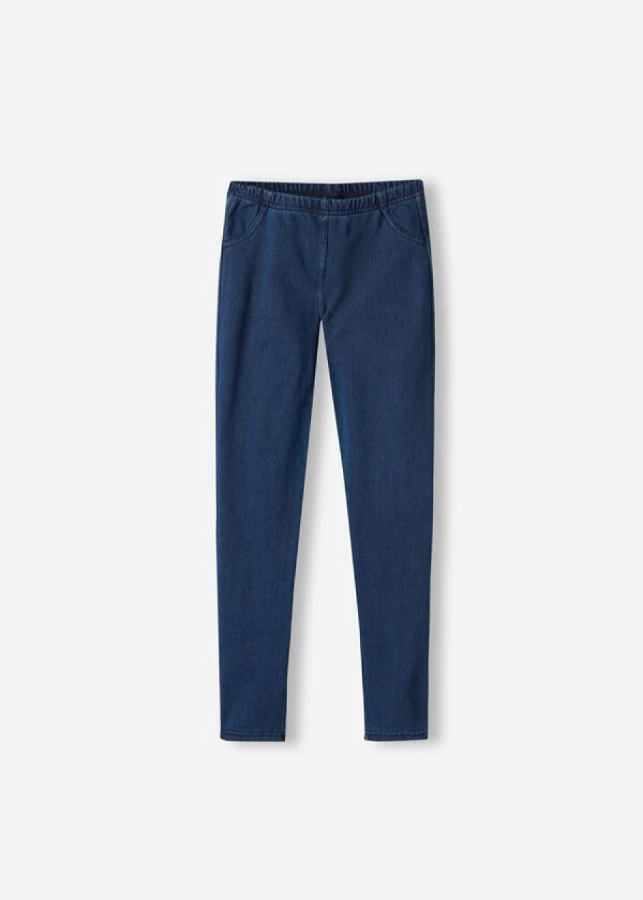 Calzedonia Girls' Thermal Denim Leggings in 3210 - Blue Denim for Warmth and Style
