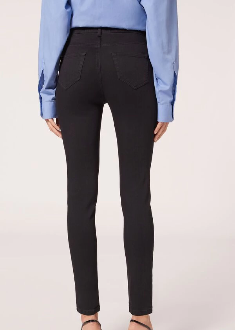 Calzedonia Soft-Touch Thermal Skinny Jeans in 3293 - Black Denim for Women