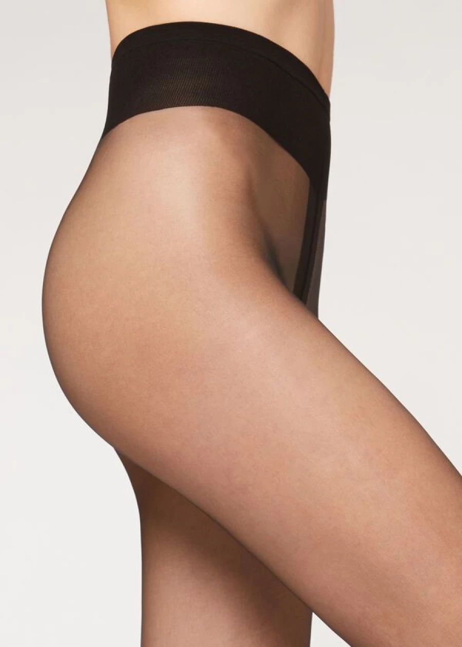 Calzedonia 8 Denier Sheer Tights - 019 Black Ultra-Resistant Fashion Tights