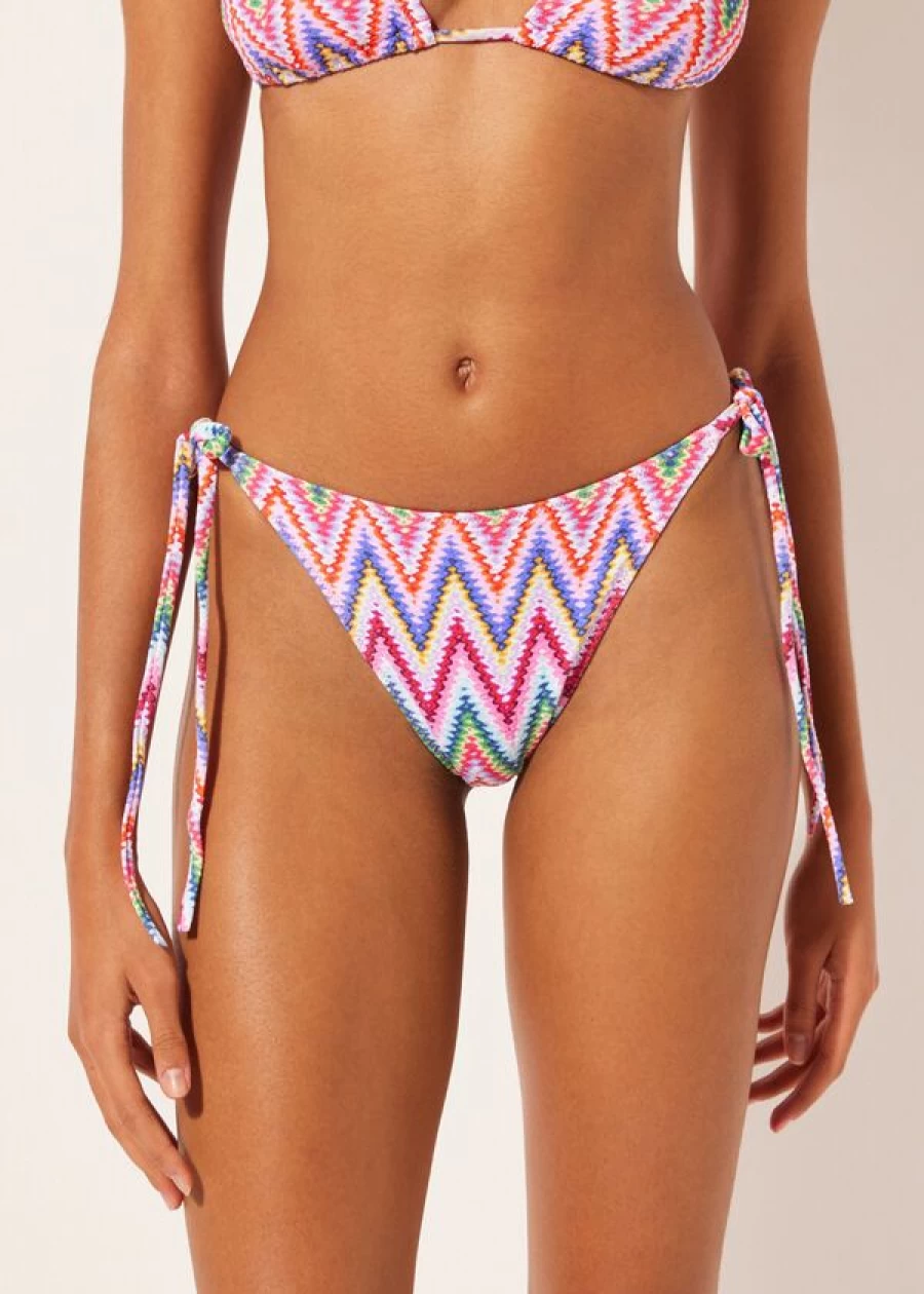 Calzedonia Multicolor Chevron Tie Bikini Bottoms - 817C 3D Pattern Swimwear