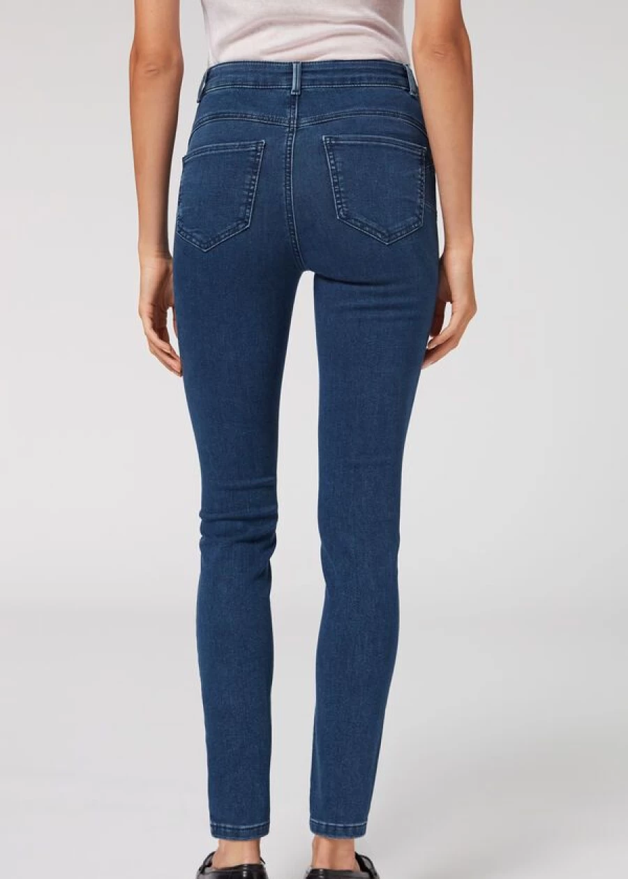 Calzedonia High-Waist Skinny Jeans - Soft Touch Push-Up Denim in Medium Denim Blue 5098