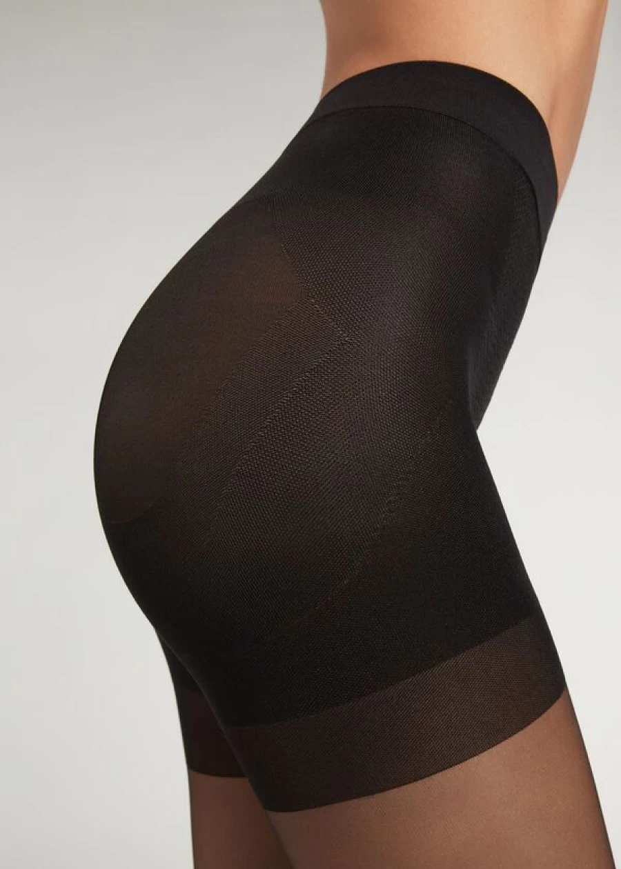 Calzedonia 15 Denier Sheer Tights in 019 - Black | Total Shaper Tights for Women