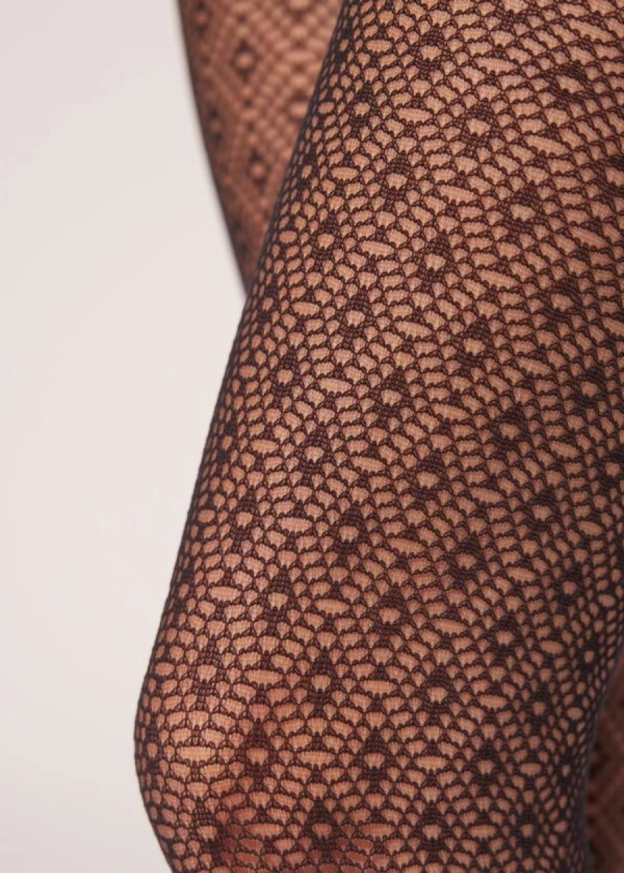 Calzedonia Diamond Pattern 50 Denier Fishnet Tights 5356 - Traforo Rombetti Nero