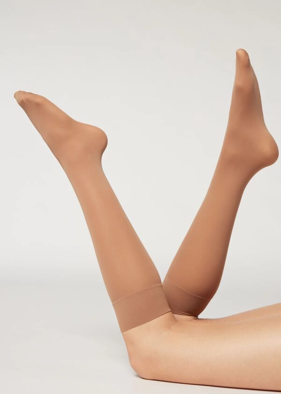 Calzedonia 30 Denier Semi Opaque Microfibre Knee-High Socks in Nude & Caramel Shades