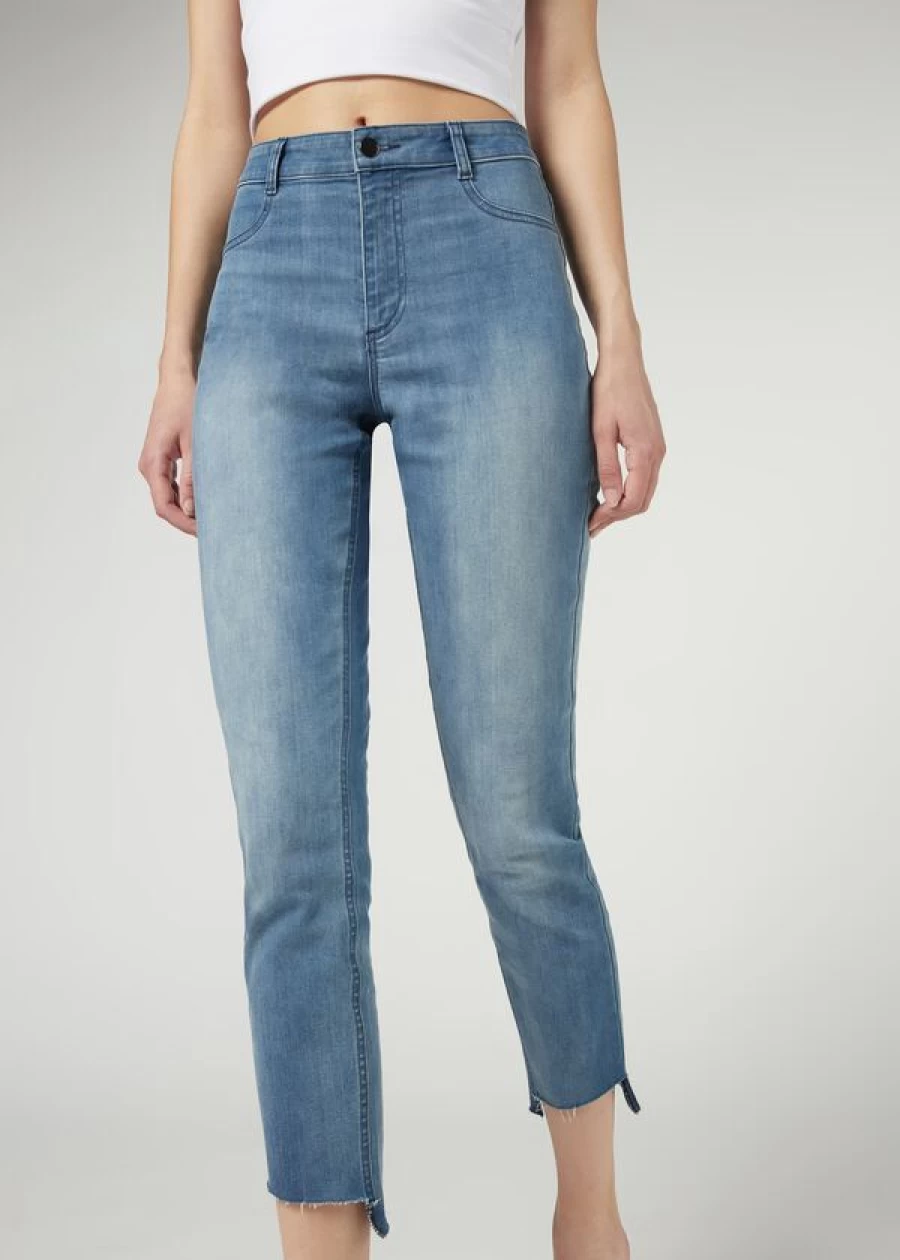 "Calzedonia Light Denim Blue Cropped Jeans for Women"