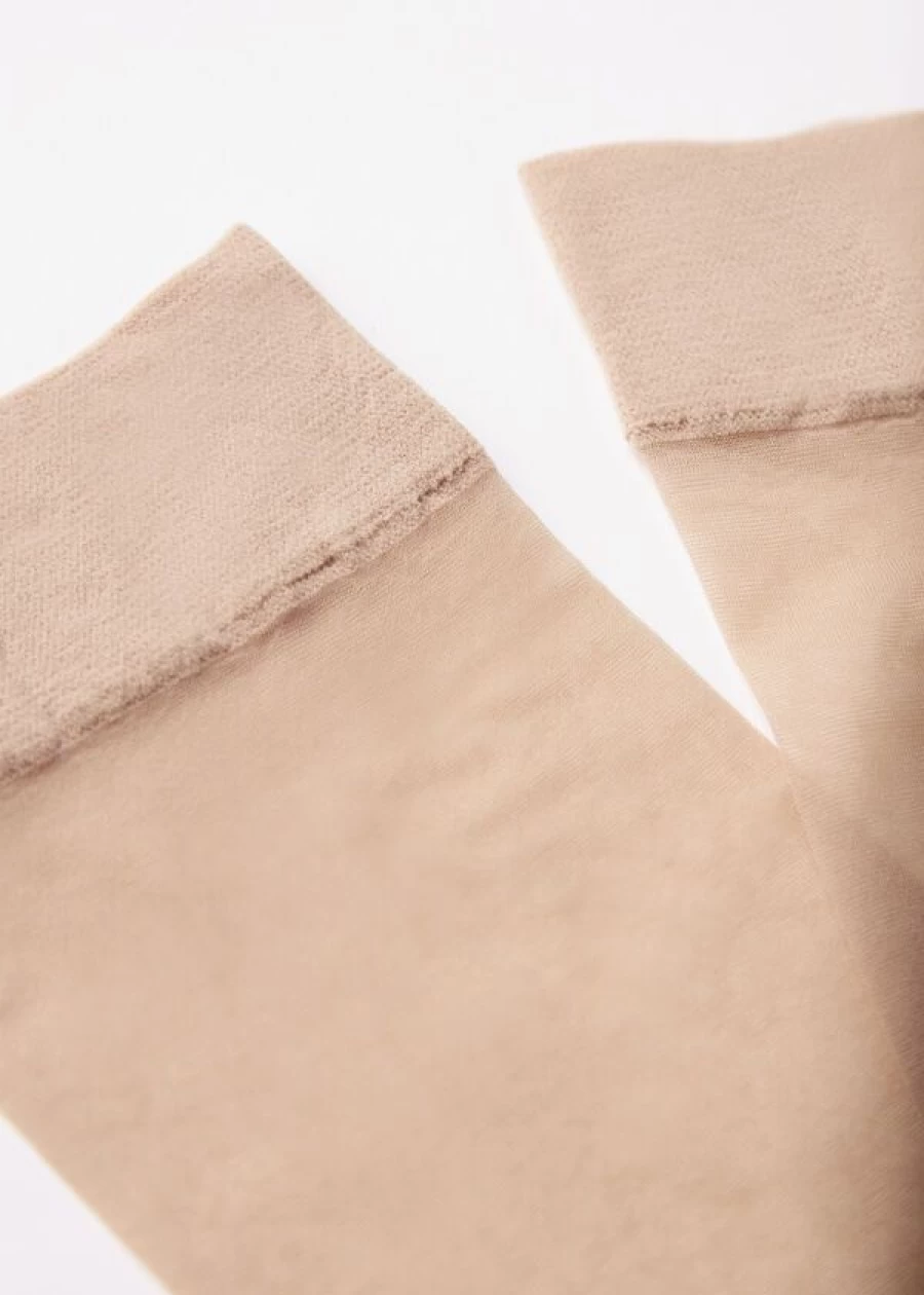 Calzedonia 20 Denier Knee-High Socks in 005 Nude Sand Light Beige - Comfort Cuff Tights