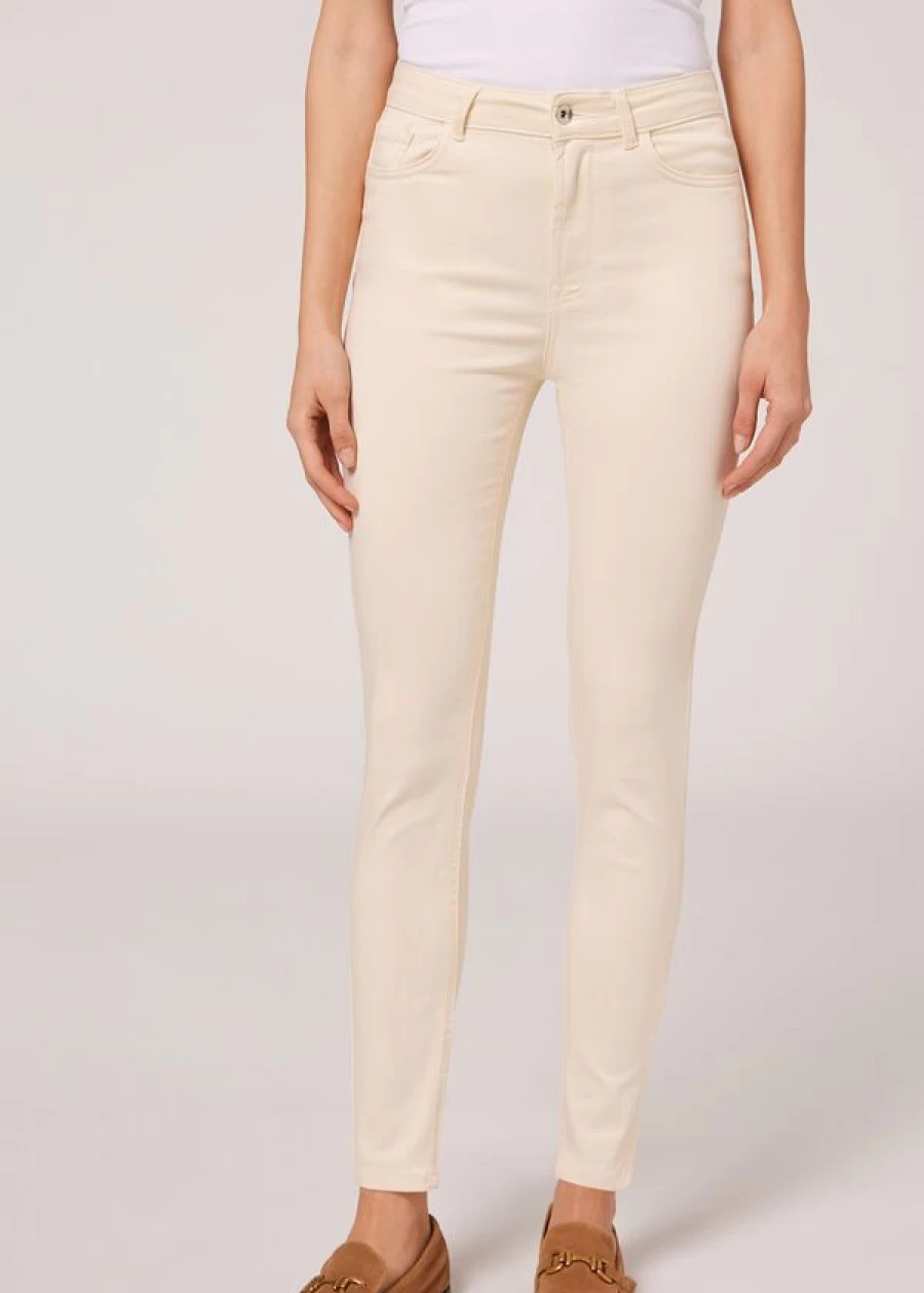 Calzedonia High-Waist Skinny Jeans - Soft Touch Push-Up Denim in 854C Naturale Delave Wash
