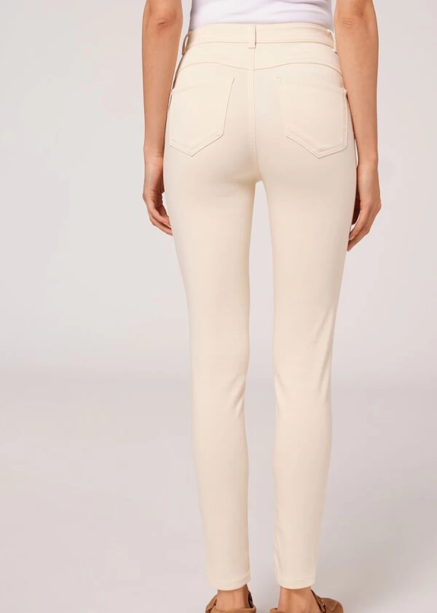 Calzedonia High-Waist Skinny Jeans - Soft Touch Push-Up Denim in 854C Naturale Delave Wash