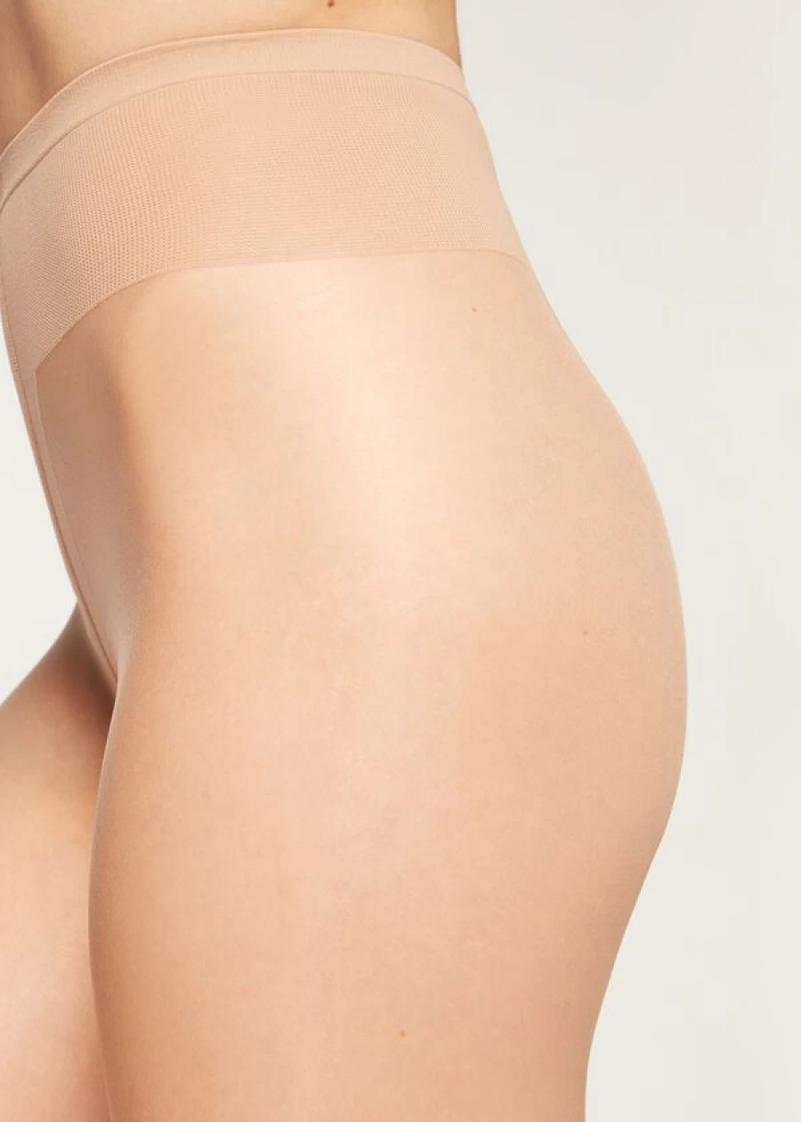 Calzedonia 8 Denier Sheer Tights in 3290 Nude 2 - Natural Tan/Sand, Resistant & Comfortable