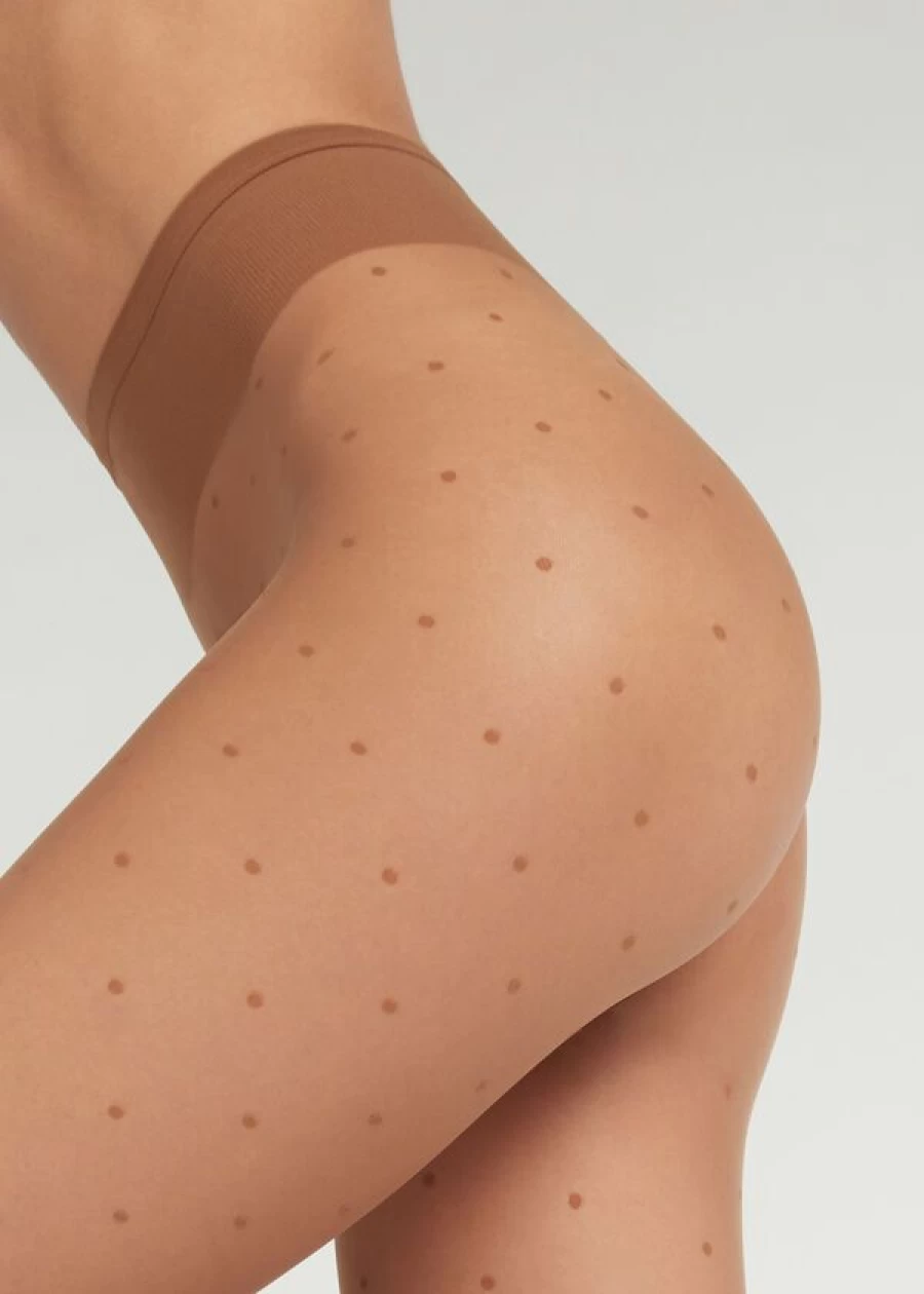 "Calzedonia Sheer Polka Dot Tights 3783 - Pois Nude 6 | Nude Dot Pattern Tights for Women"