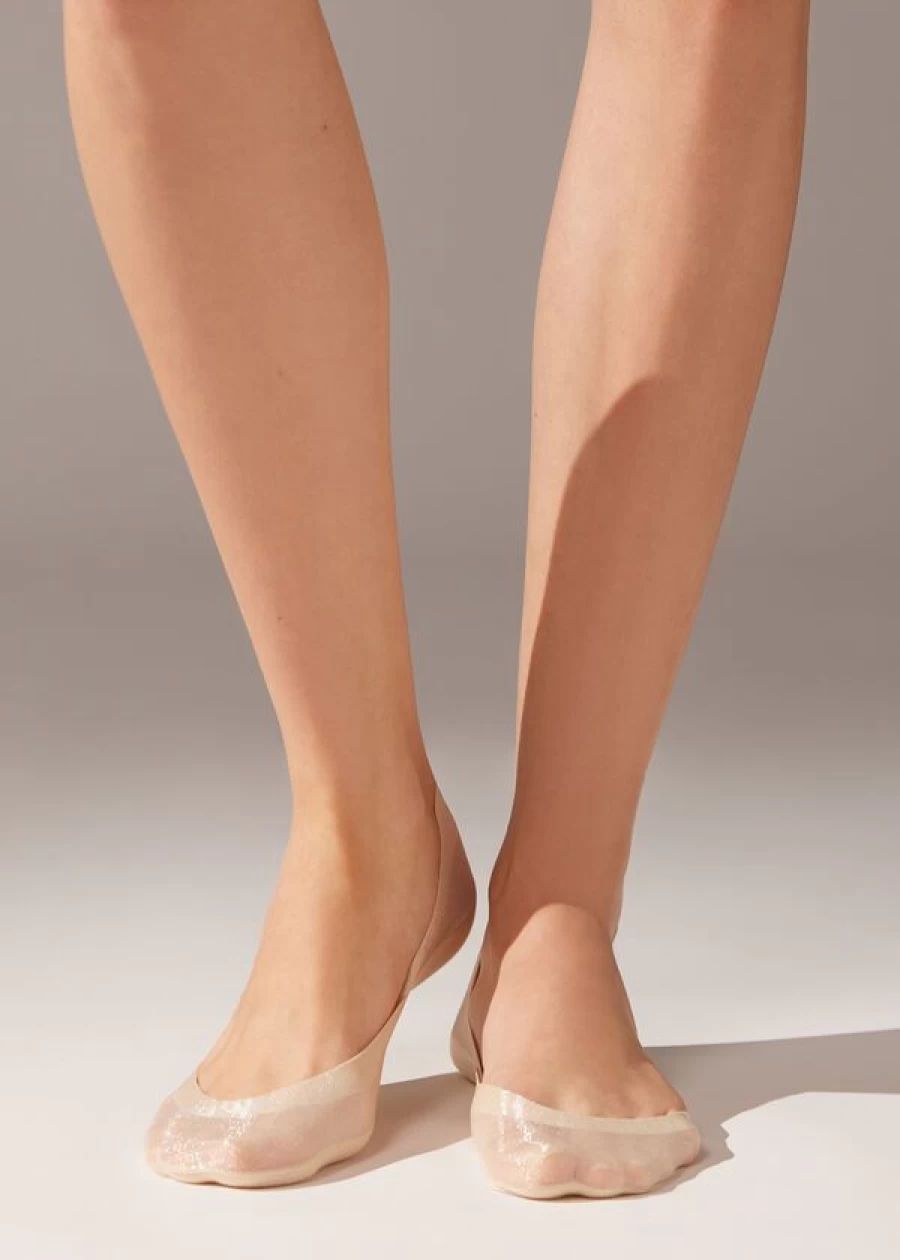 Calzedonia Shiny Silk Invisible Socks with Silicone Grip - 099D Shiny Seta Color