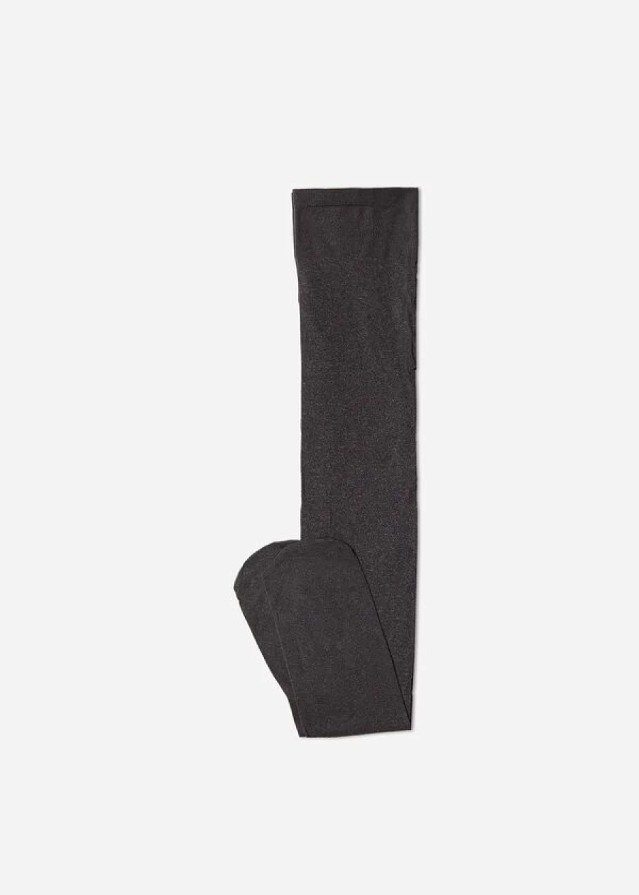 Calzedonia Girls' 50 Denier Soft Touch Tights - 474 Grey Blend, Comfortable & Durable