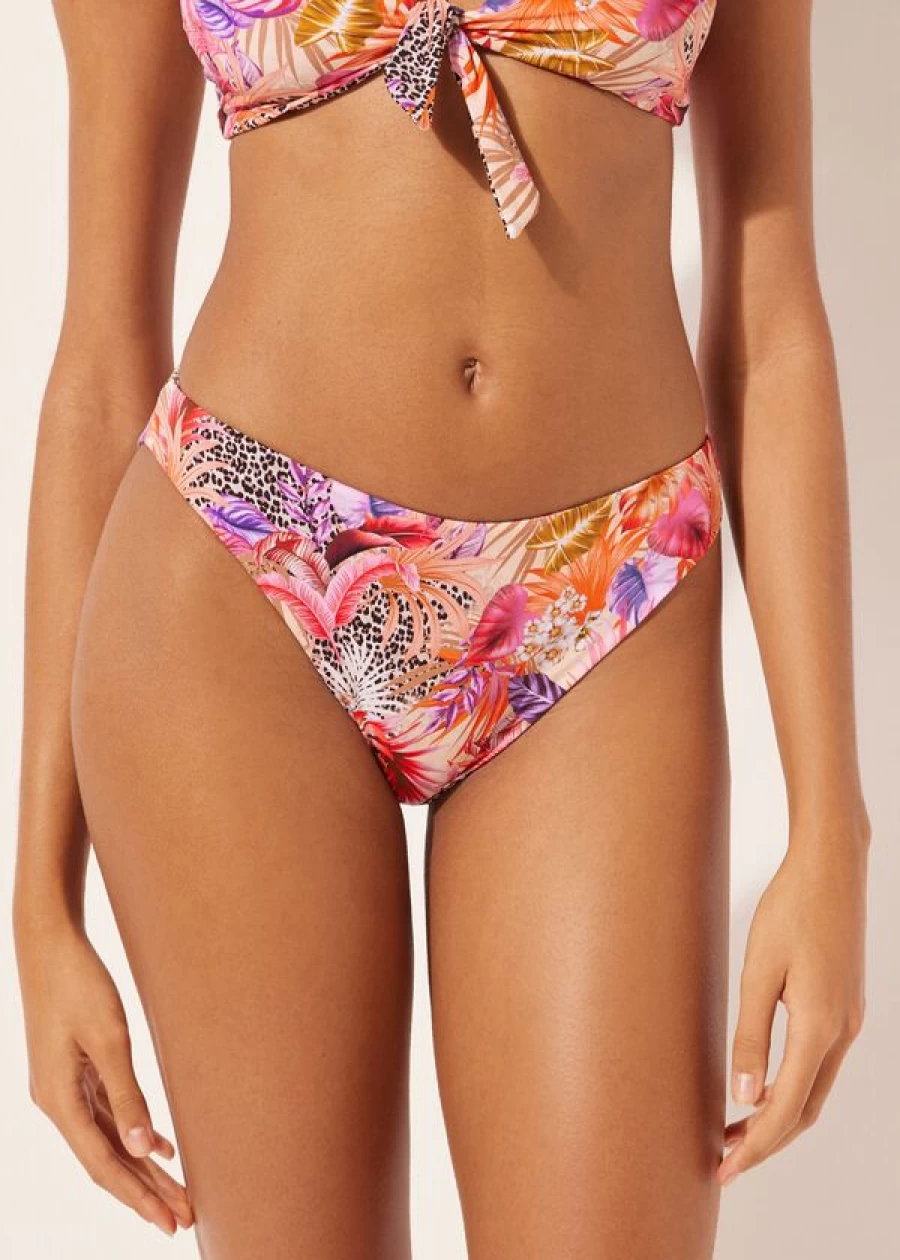 Calzedonia Double Face Bikini Bottoms in Wild Foliage Print - 819C