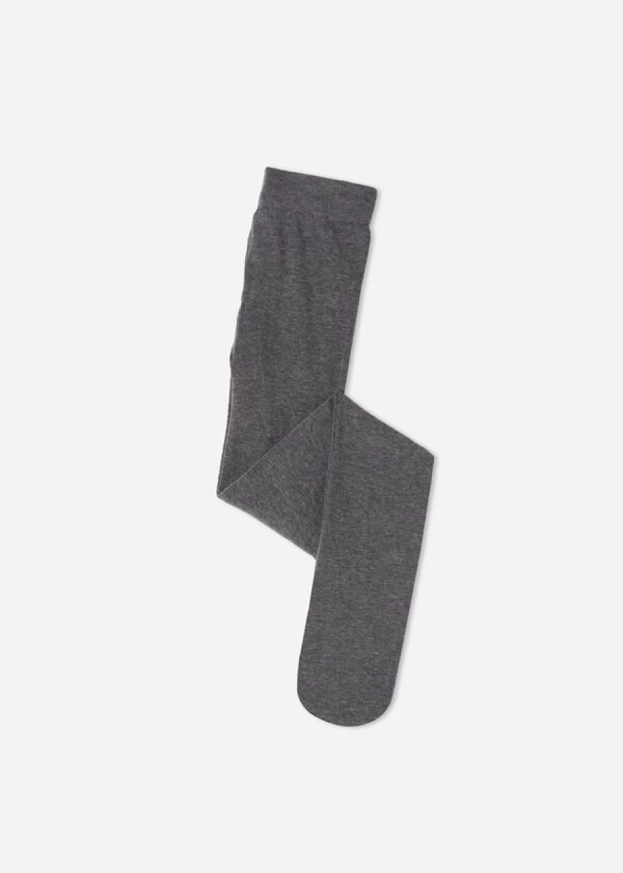 Calzedonia Eco Cotton Tights for Women - 1811 Dark Grey Melange, Sustainable Comfort
