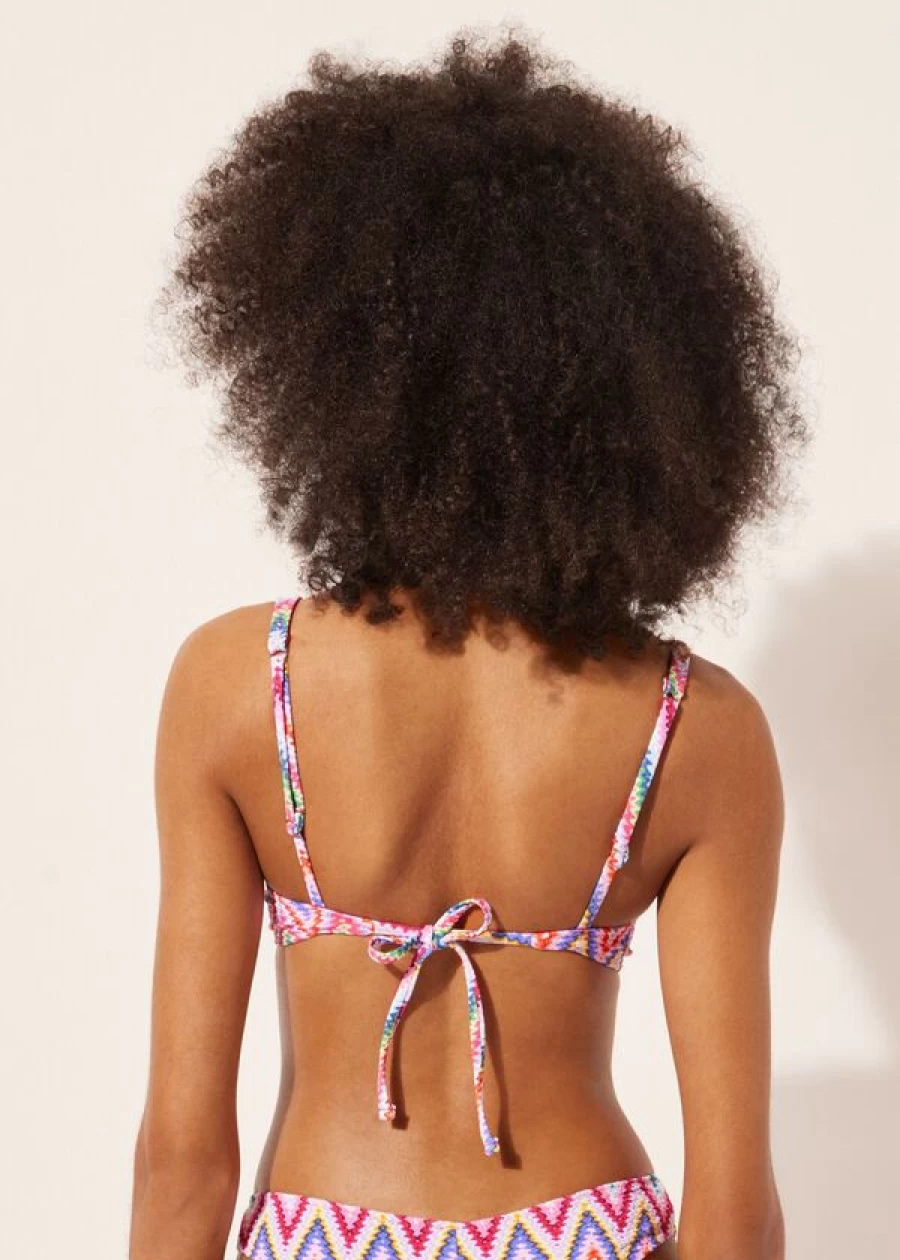 Calzedonia Lightly Padded Balconette Bikini Top - 3D Multicolor Chevron Print