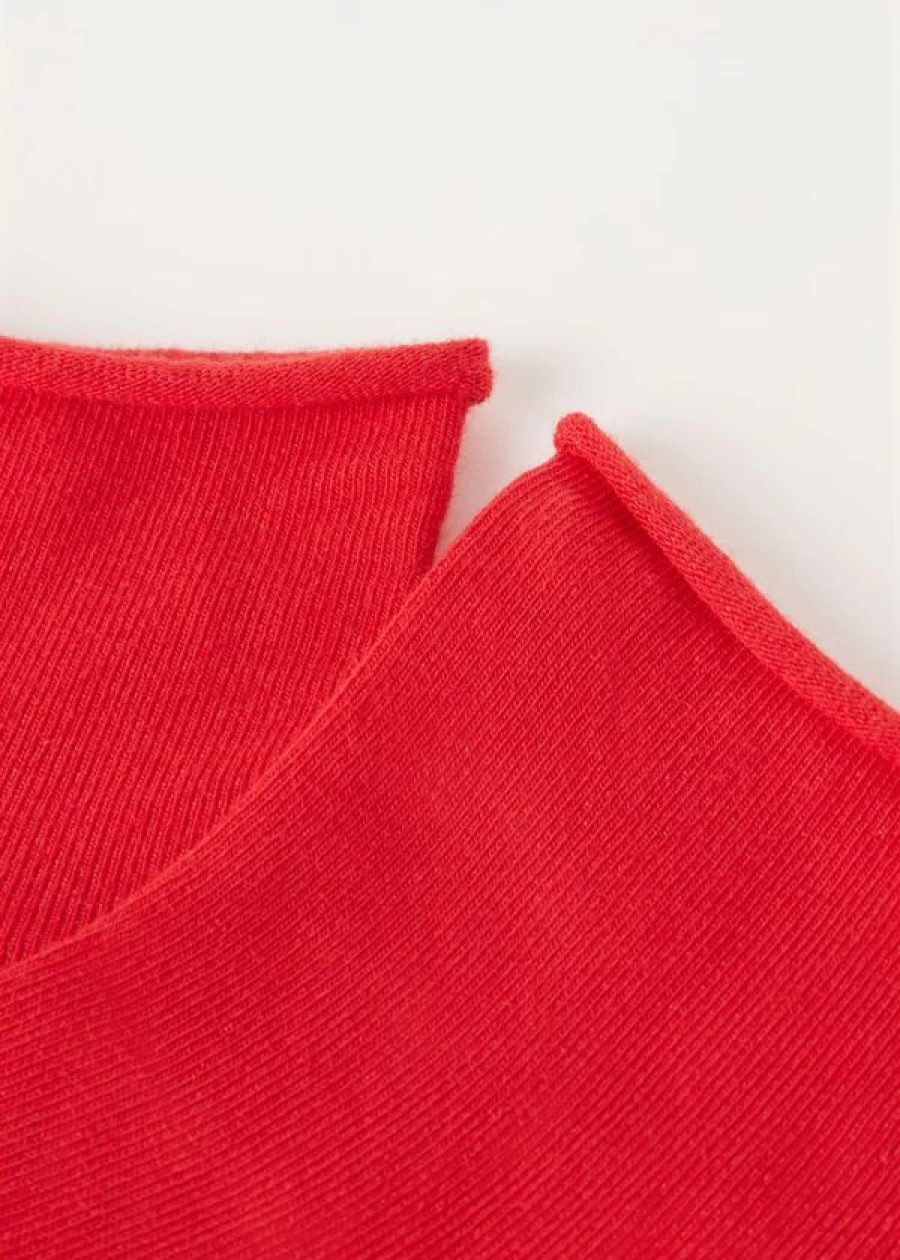 Calzedonia Cotton Shiny Red Short Socks No Show Bandless 907