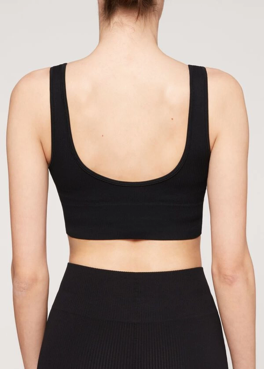 Calzedonia Ribbed Seamless Sport Top - 019 Black - Workout & Fitness Shirt