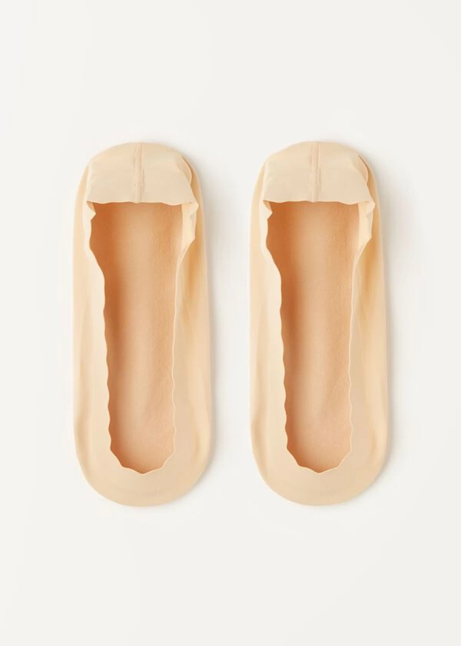 Calzedonia Laser-Cut Invisible Socks with Silicone Grip - Mini Scalloped Nude 084D