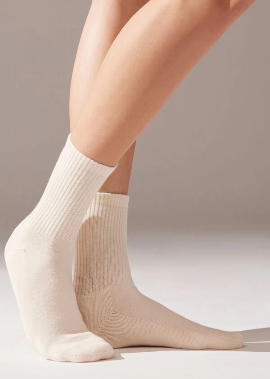 Calzedonia Unisex Sport Socks - 153D Naturale Marmo Color, Short Athletic Socks for Men & Women