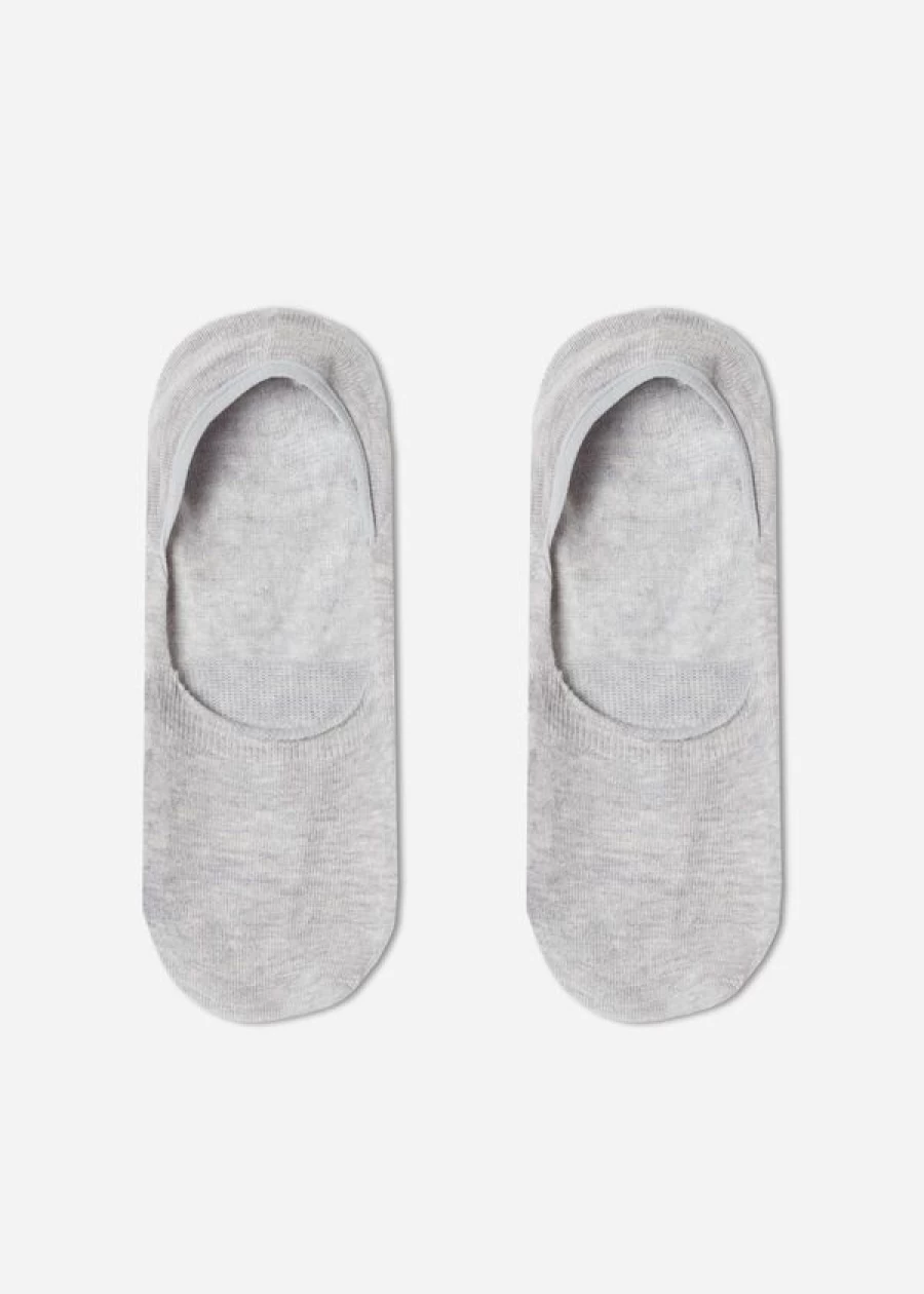 Calzedonia Unisex Grey Blend Cotton Invisible Socks for Men & Women