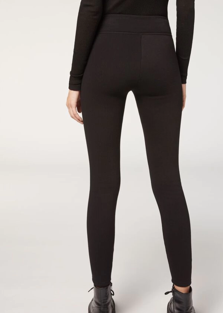 Calzedonia Ultra Plush Thermal Leggings - 019 Black | Warm Winter Tights for Women