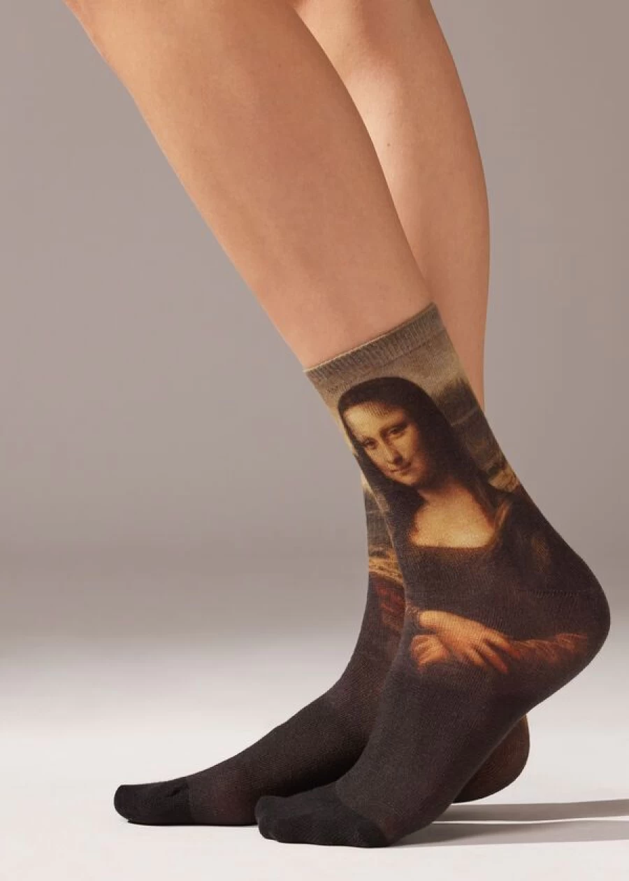 Calzedonia Art Museum Inspired Short Socks in 005D Ac-St.Leonardo Color