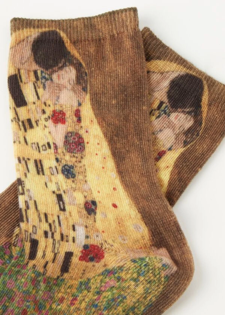 Calzedonia Art Museum Inspired Short Socks Featuring Klimt Design in 001D Ac-St Color