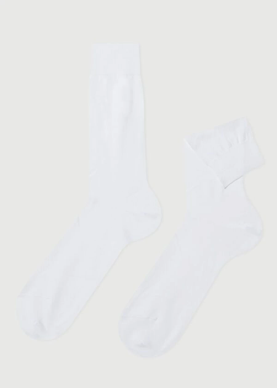 Calzedonia Men's White Lisle Thread Short Socks
